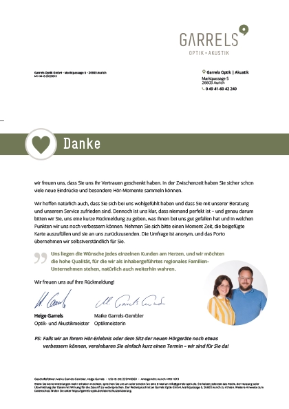 Danke-Mailing, Garrels Optik GmbH