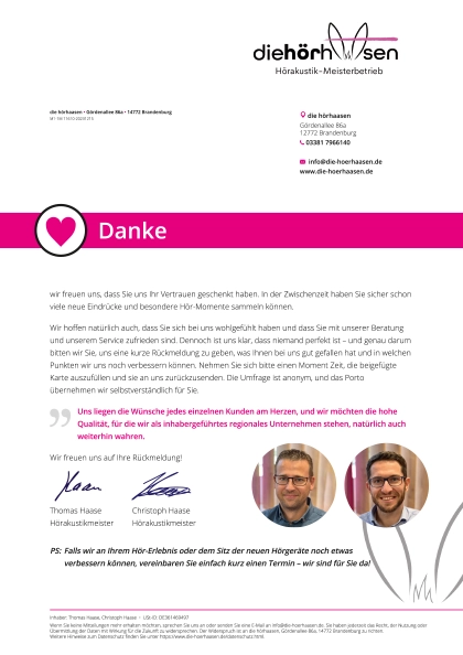 Danke-Mailing, die hörhaasen